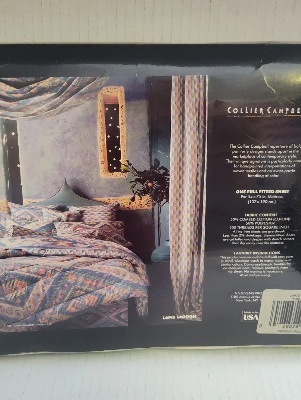 Vtg New 1991 Collier Campbell Lapis Lagoon Full Fitted Sheet Southwestern